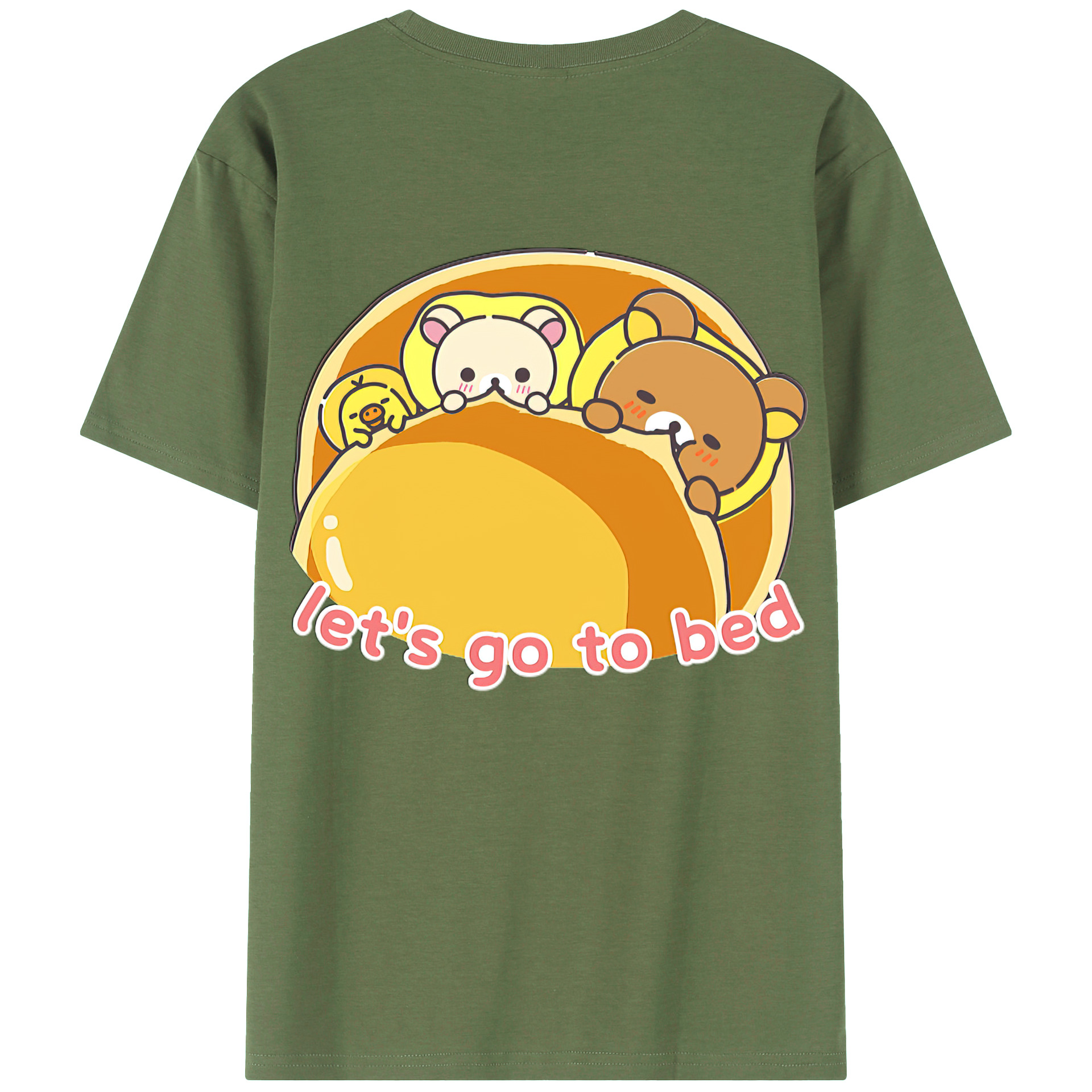 （画像用） リラックマ リラックマ キイロイトリ Rilakkuma Korilakkuma Kiiroitori 綿100％ メンズ半袖Tシャツ（バックプリント） 通気性
